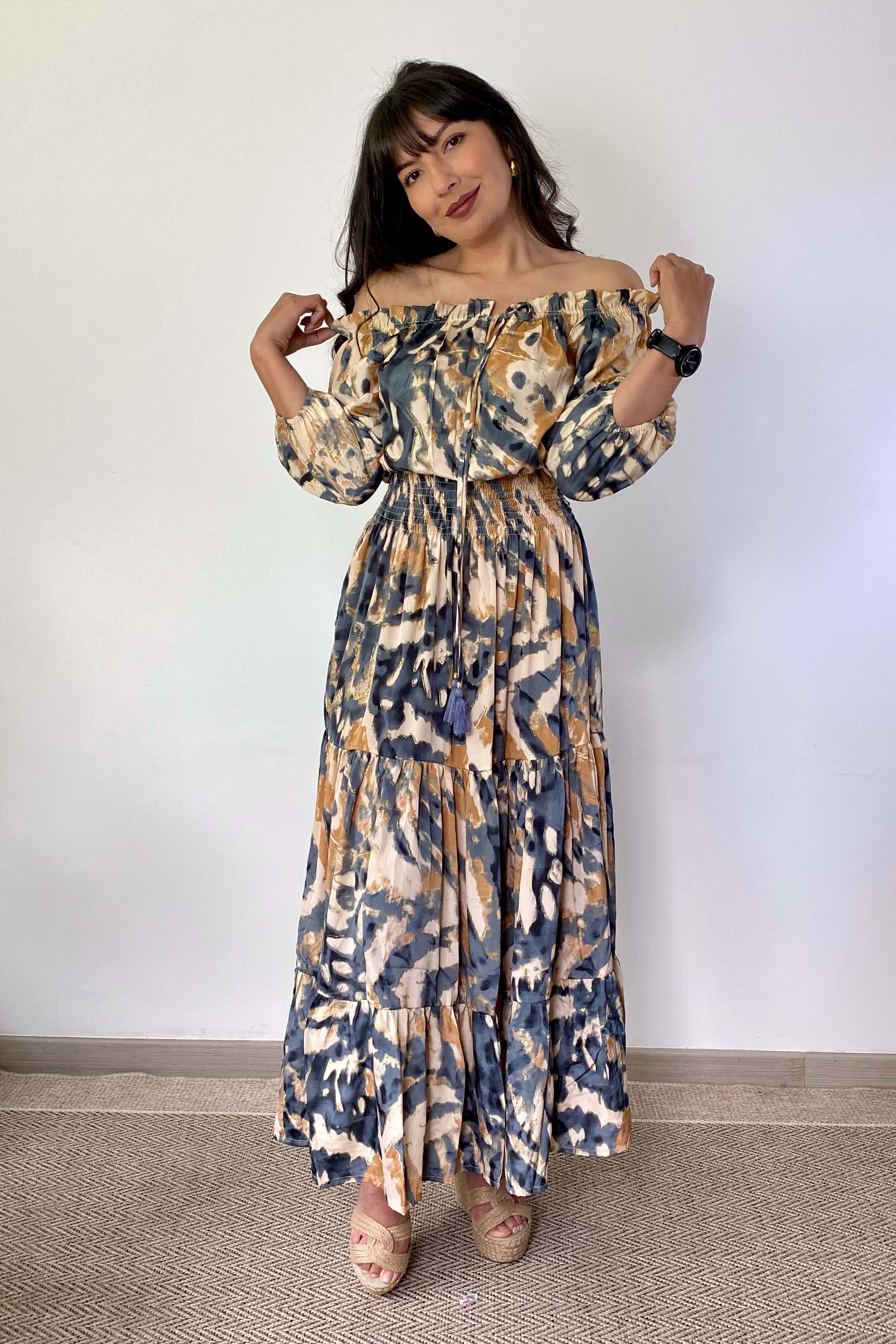 Vestido Kaftan Estampado Bohemio