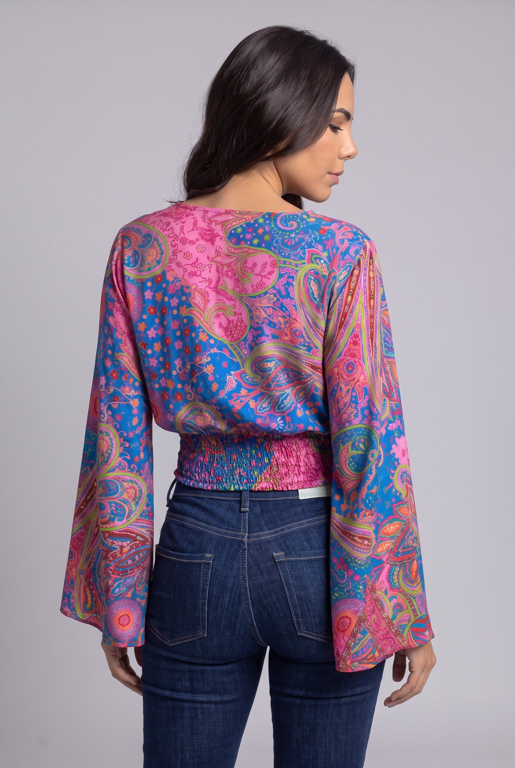 Blusa Boho Fucsa y Azul - Seleno Shop
