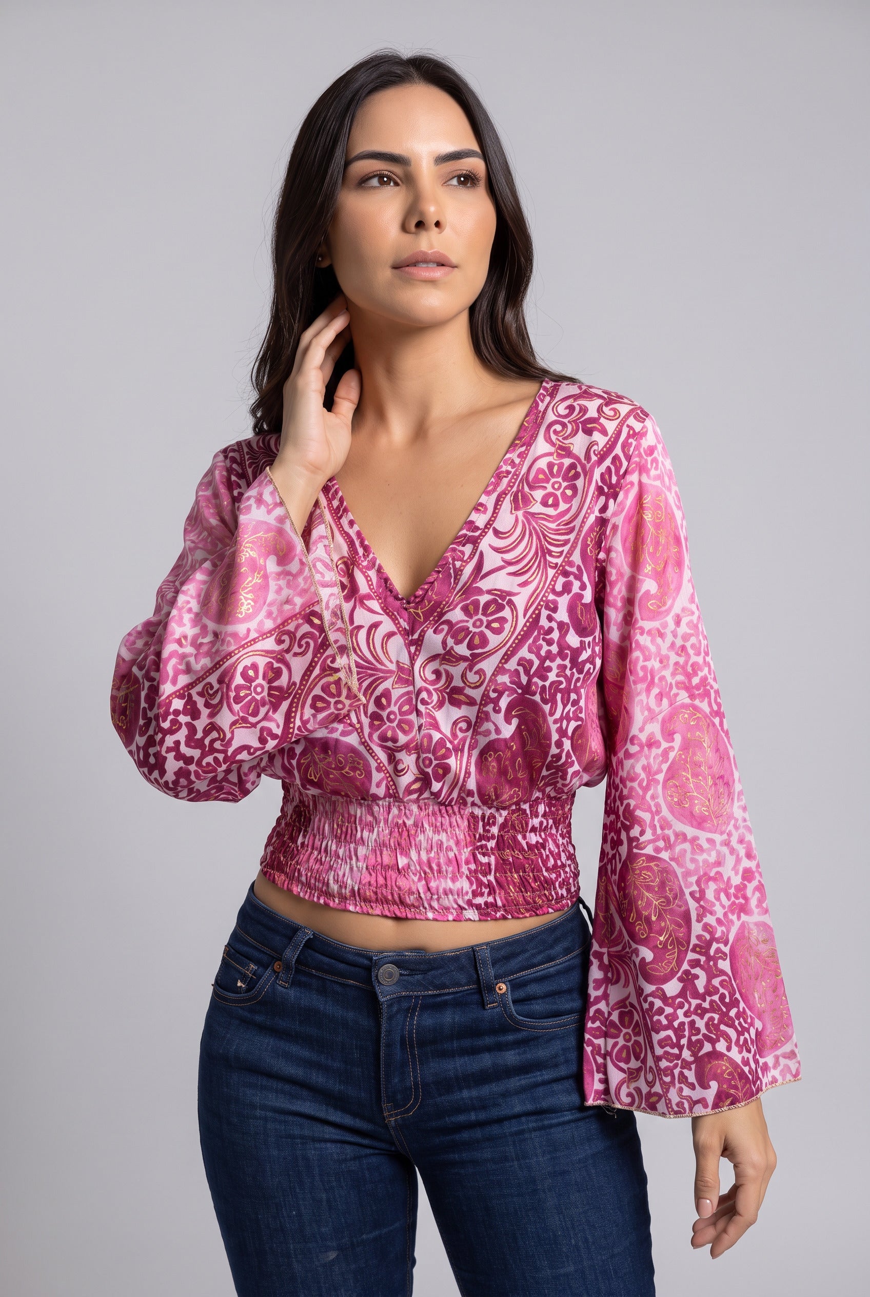 Blusa Boho Fucsia - Seleno Shop