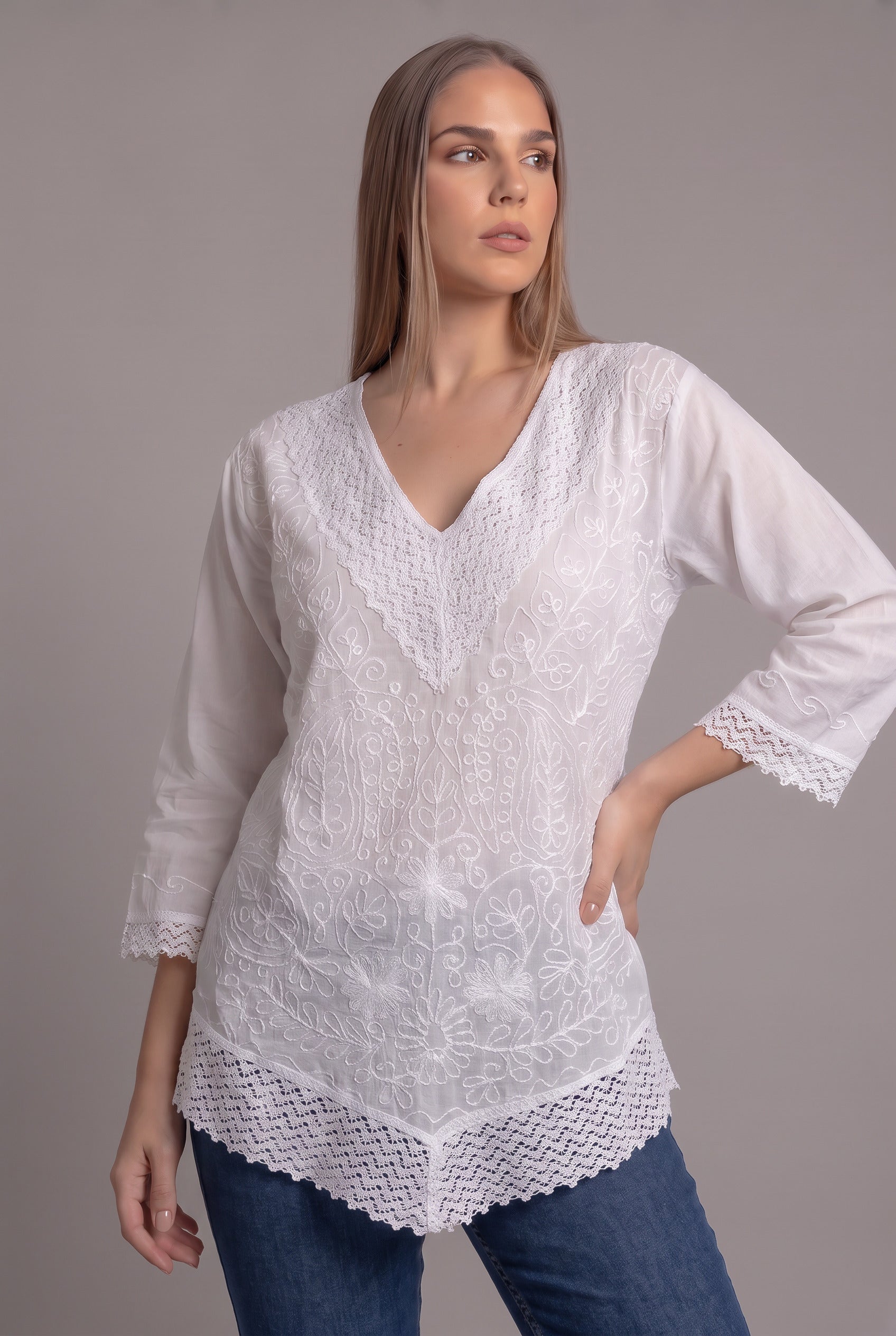 Bluson Blanco Bordado - Seleno Shop
