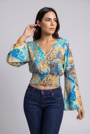 Blusón Boho Amarillo y Azul - Seleno Shop