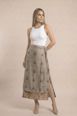 Falda Envolvente Doble Faz en Seda - Seleno Shop