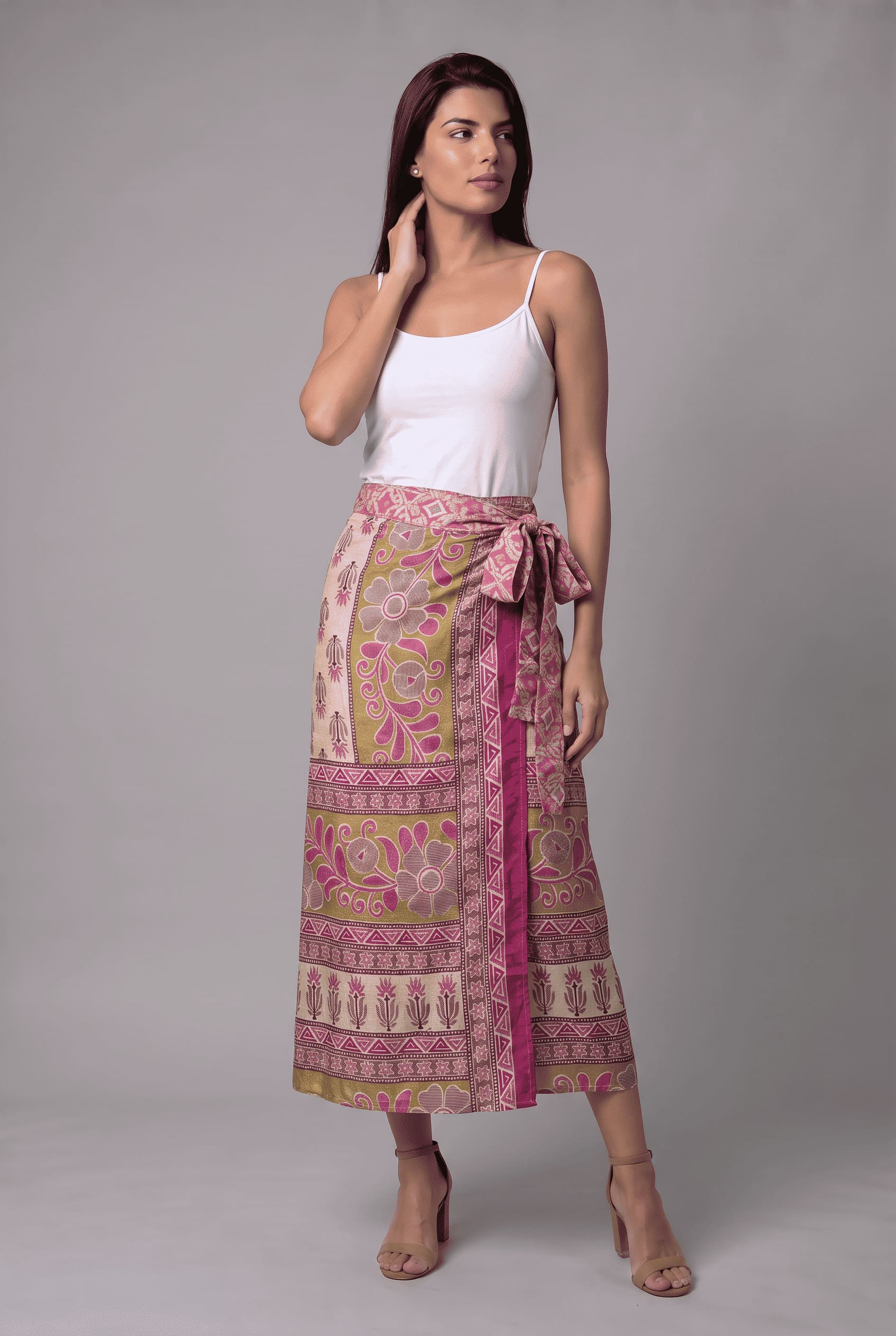 Falda Envolvente Doble Faz en Seda - Seleno Shop