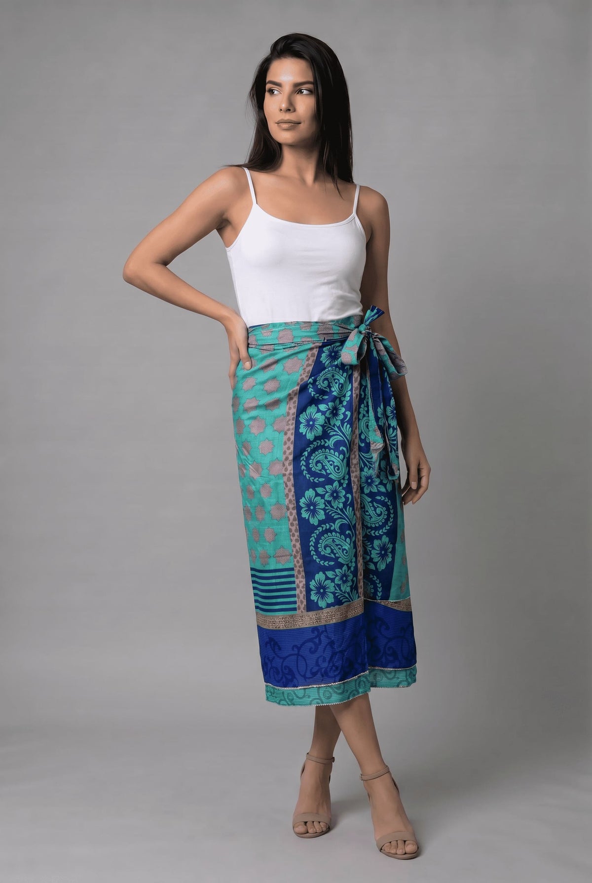 Falda Envolvente Doble Faz en Seda - Seleno Shop