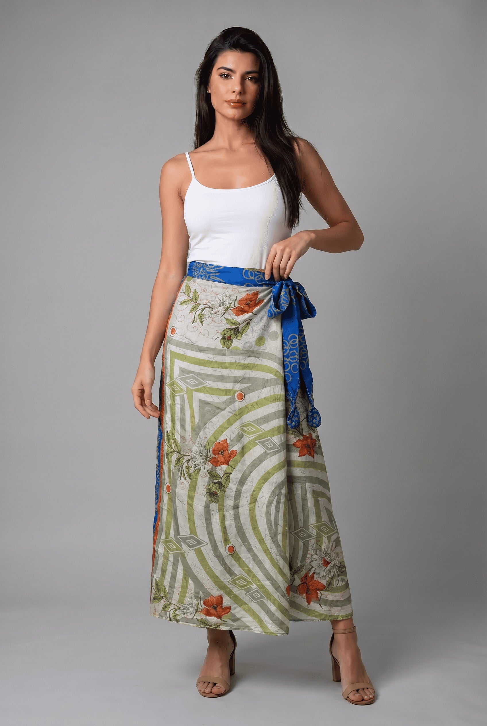 Falda Envolvente Doble Faz en Seda - Seleno Shop