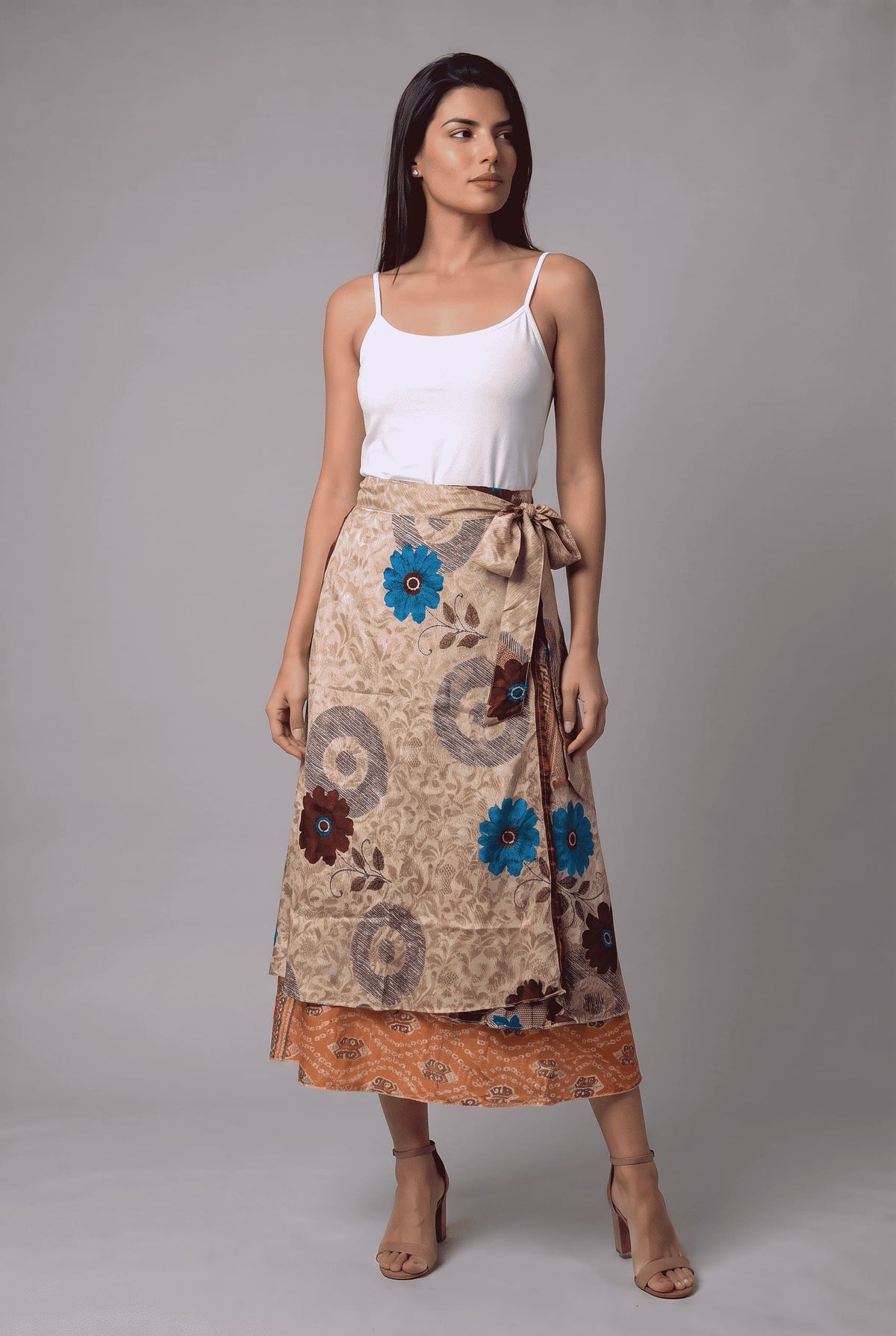 Falda Envolvente Doble Faz en Seda - Seleno Shop
