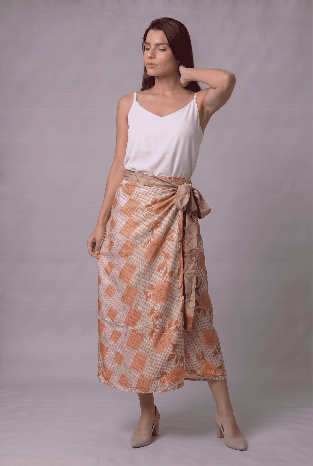 Falda Envolvente Doble Faz en Seda - Seleno Shop
