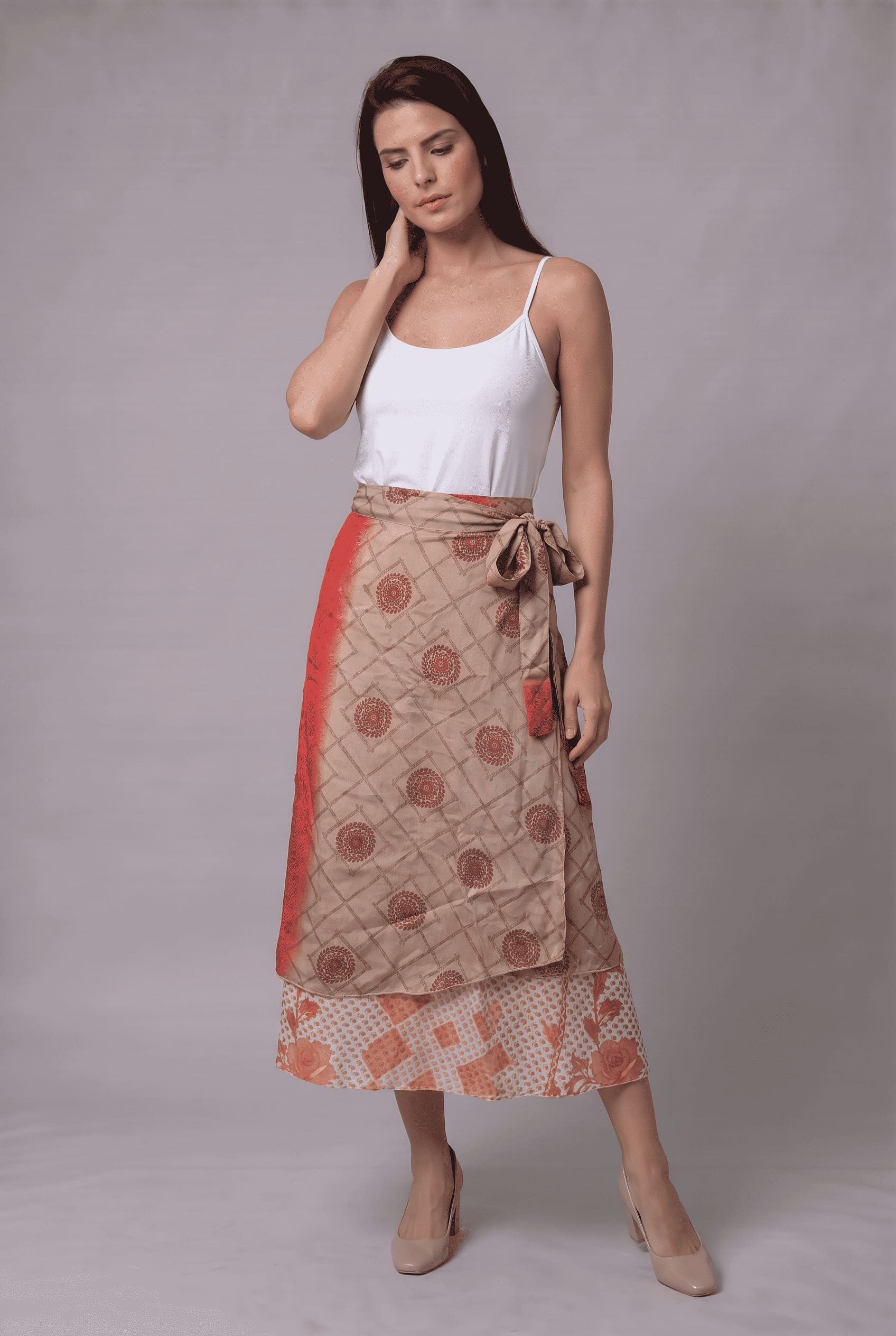 Falda Envolvente Doble Faz en Seda - Seleno Shop