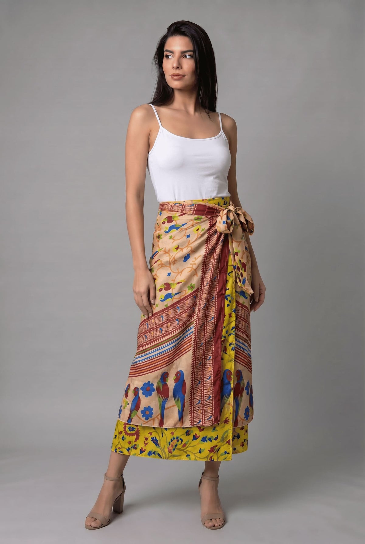Falda Envolvente Doble Faz en Seda - Seleno Shop