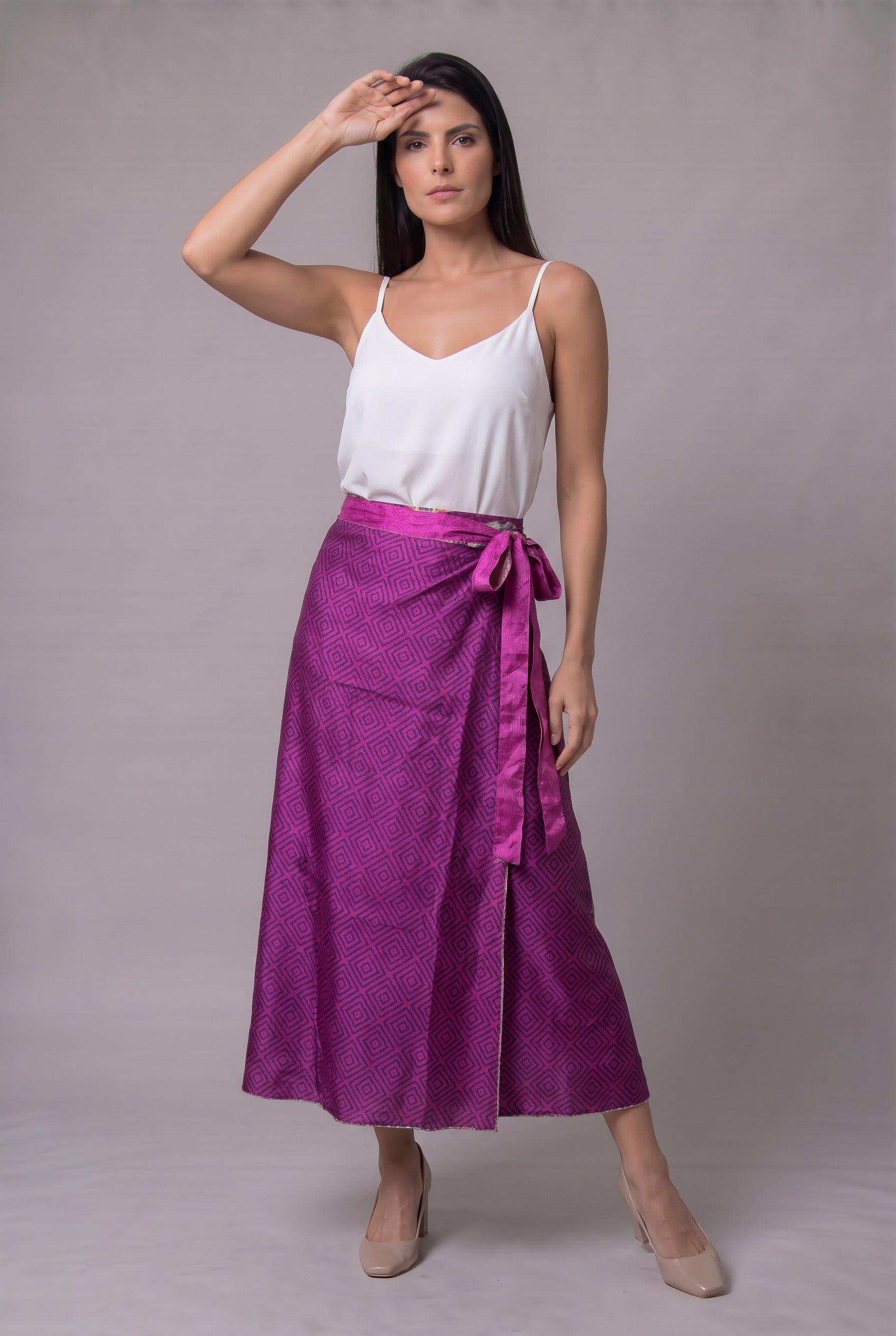 Falda Envolvente Doble Faz en Seda - Seleno Shop