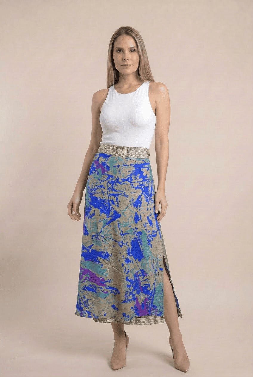 Falda Envolvente Doble Faz en Seda - Seleno Shop