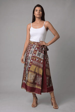 Falda Envolvente Doble Faz en Seda - Seleno Shop