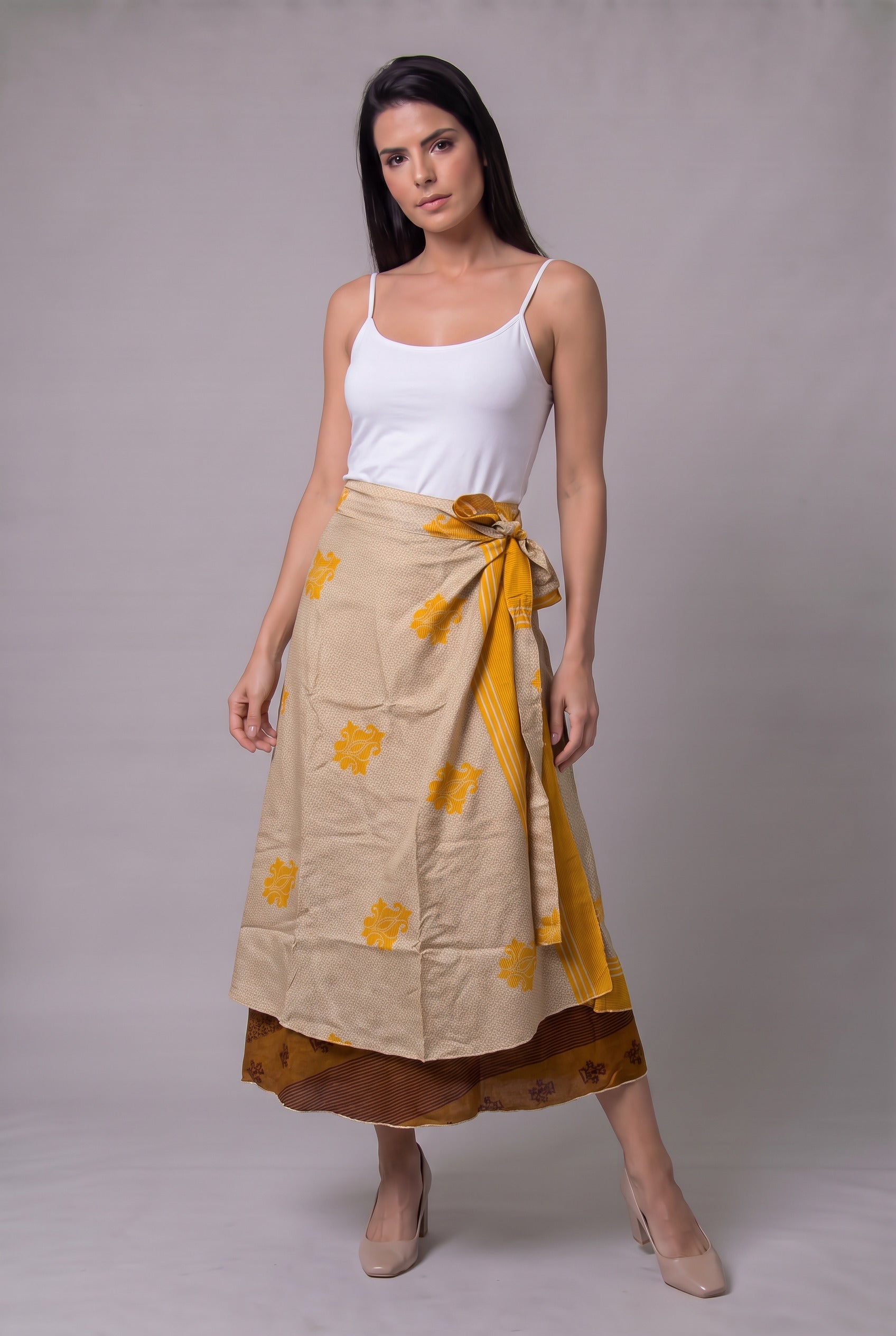 Falda Envolvente Doble Faz en Seda - Seleno Shop