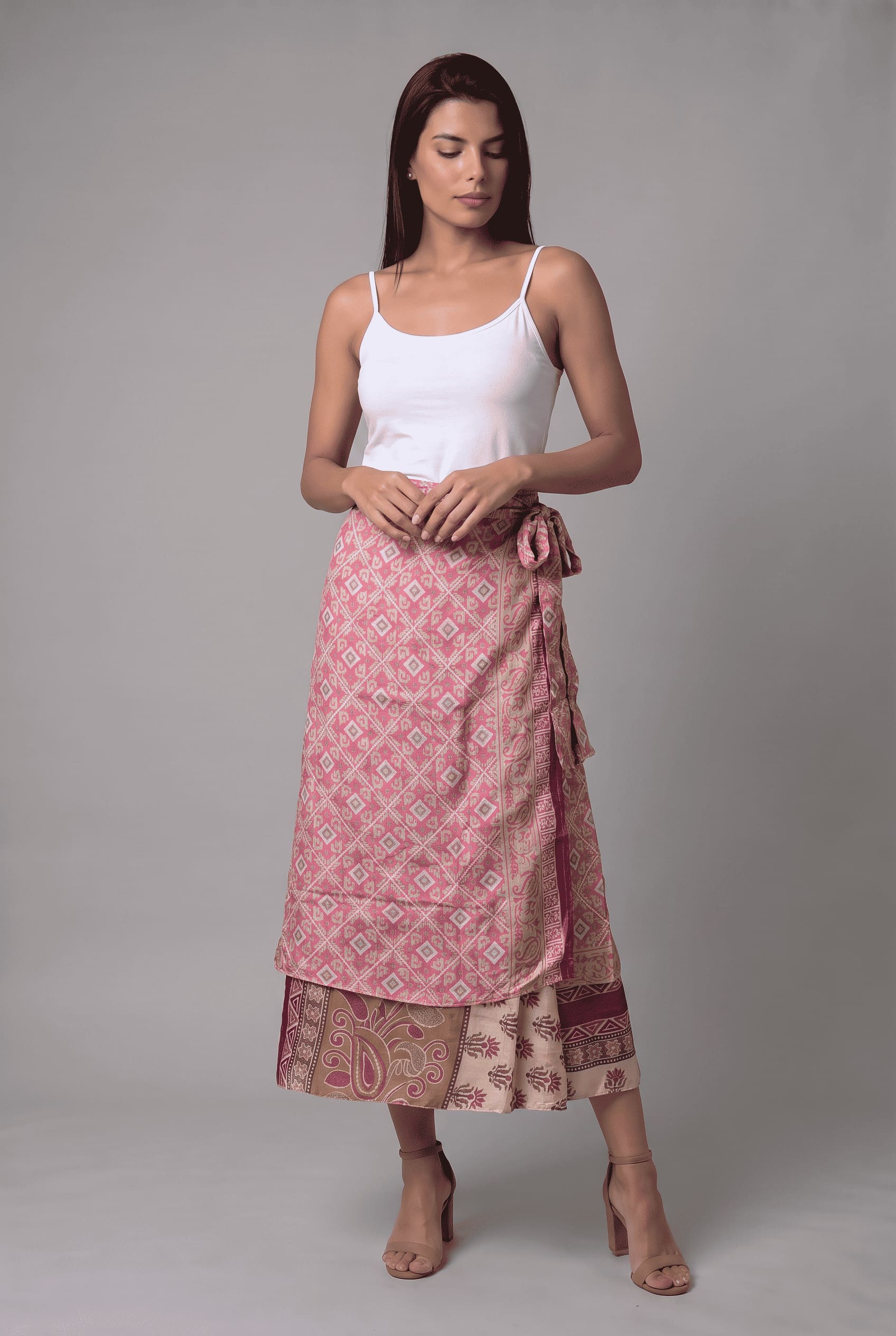 Falda Envolvente Doble Faz en Seda - Seleno Shop