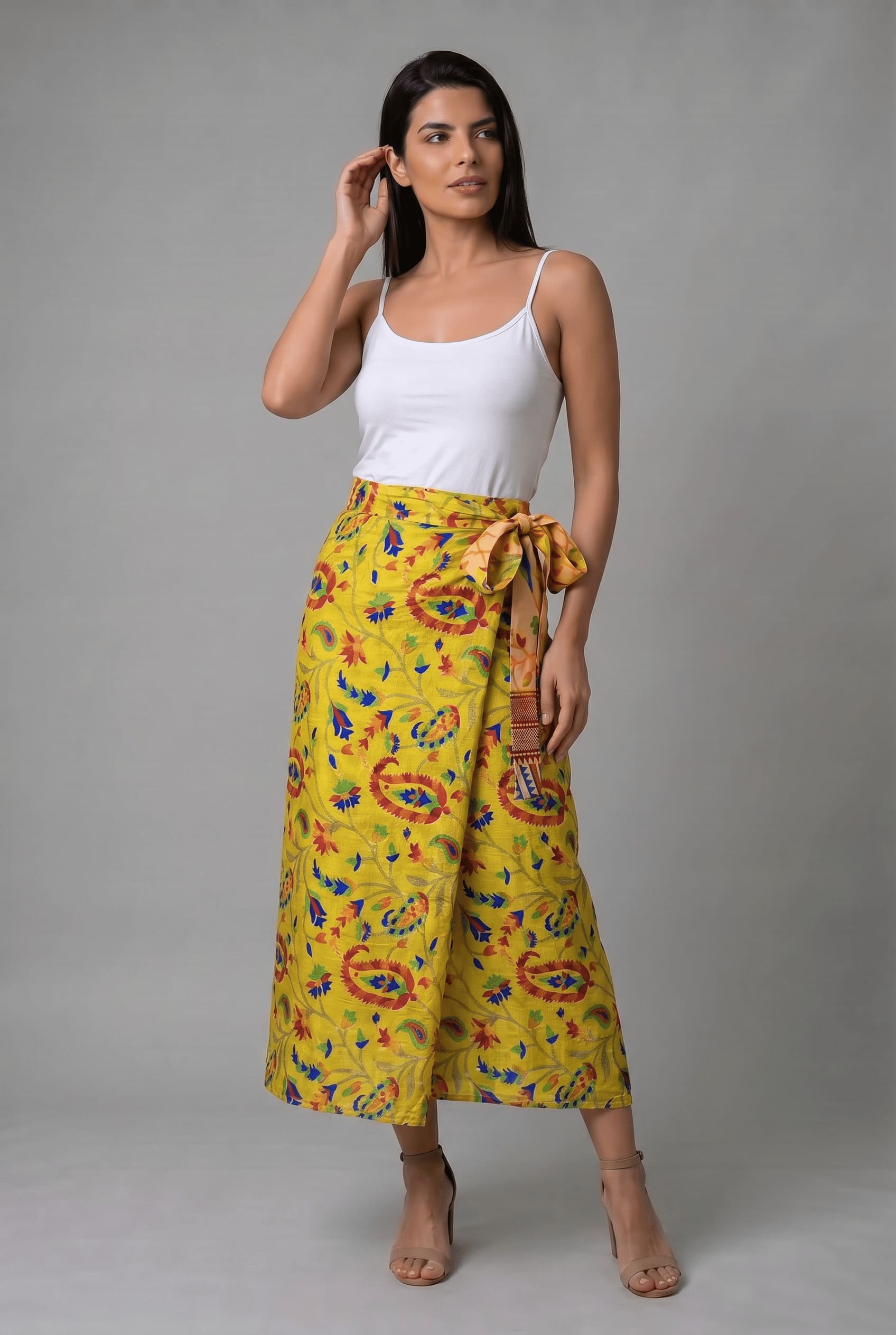 Falda Envolvente Doble Faz en Seda - Seleno Shop