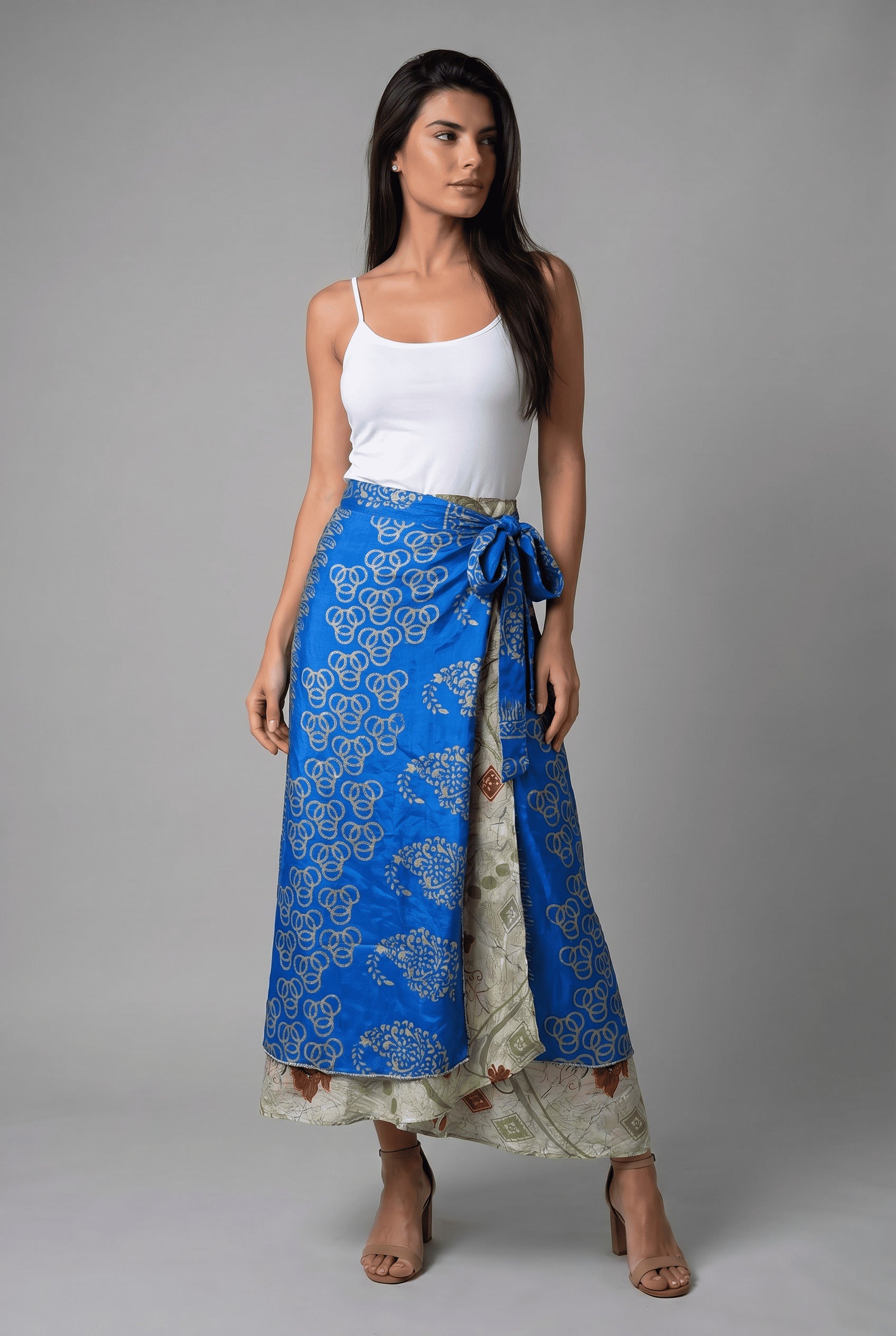 Falda Envolvente Doble Faz en Seda - Seleno Shop