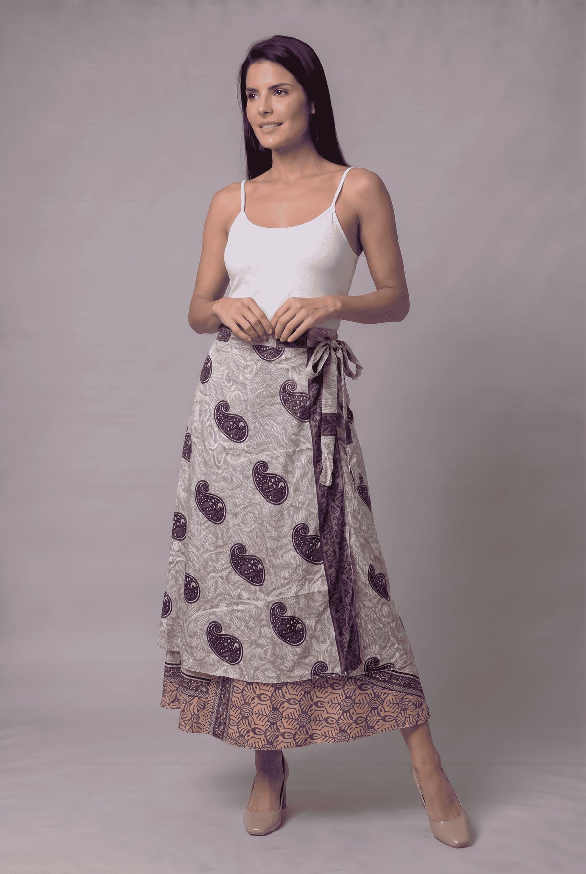 Falda Envolvente Doble Faz en Seda - Seleno Shop