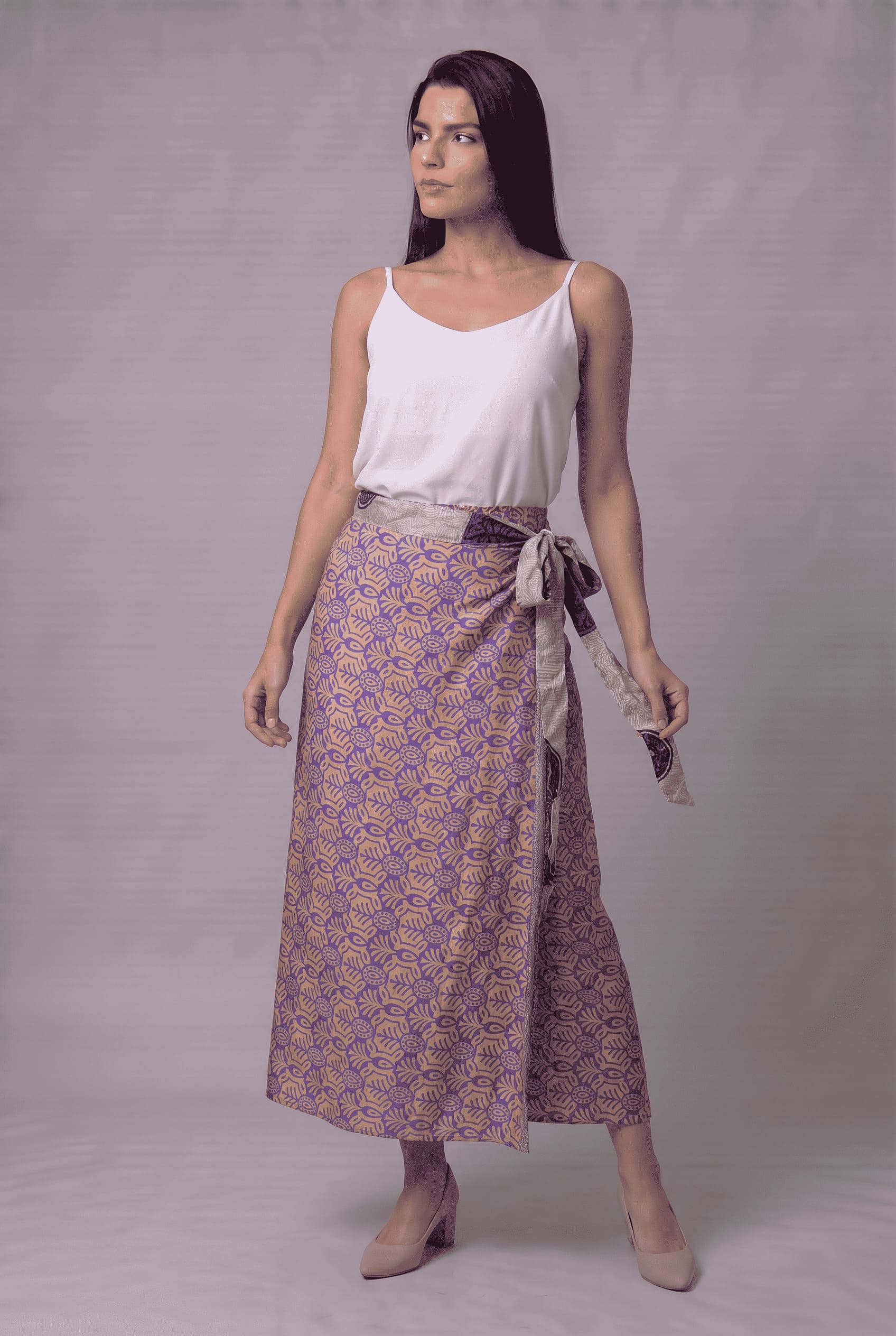 Falda Envolvente Doble Faz en Seda - Seleno Shop