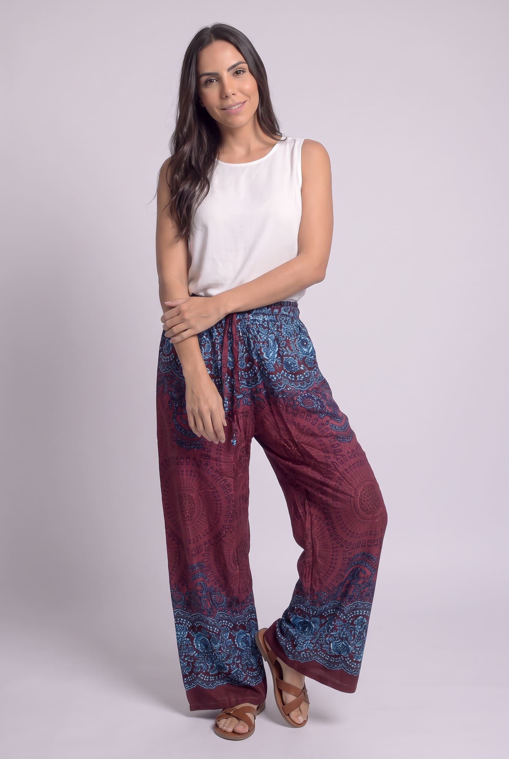 Pantalón Boho Mandala Azul y Rojo - Seleno Shop