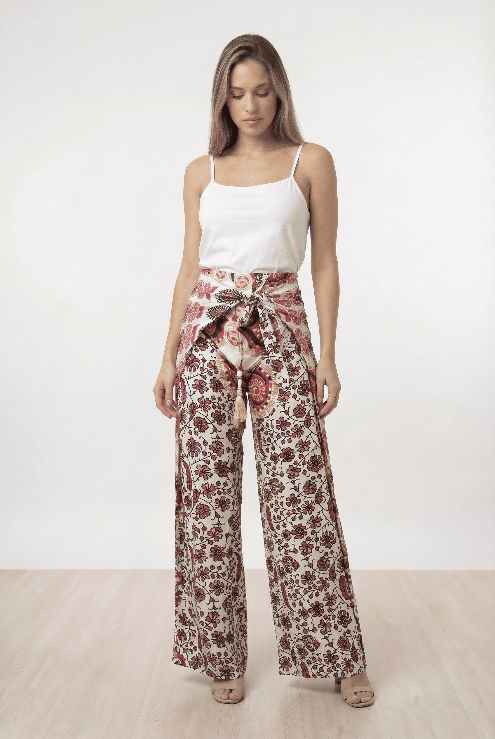 Pantalón Mariposa Blanco Naranja - Seleno Shop