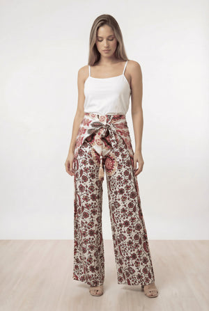 Pantalón Mariposa Blanco Naranja - Seleno Shop