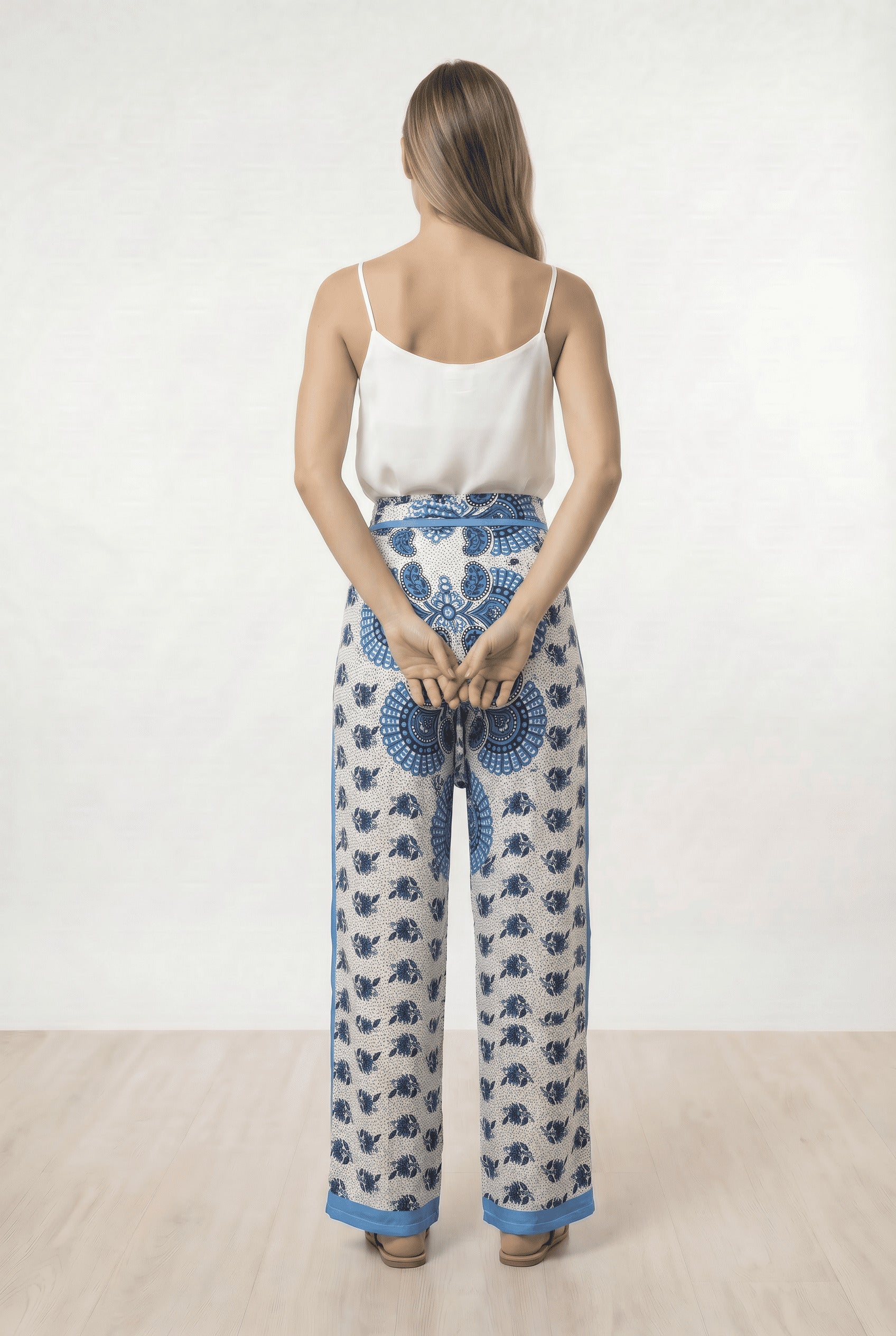 Pantalón Mariposa blanco y azul - Seleno Shop