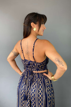 Vestido Boho Azul Dorado - Seleno Shop