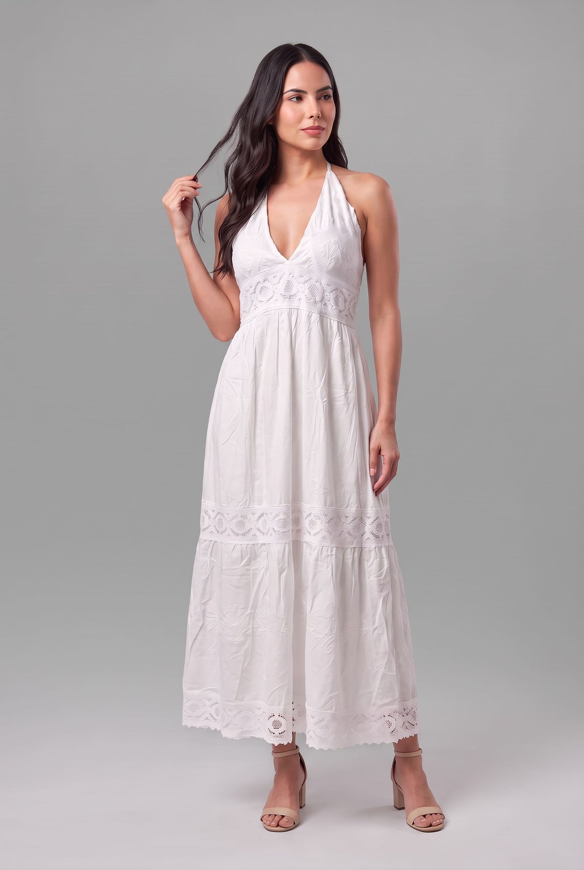 Vestido Boho Blanco Encaje - Seleno Shop