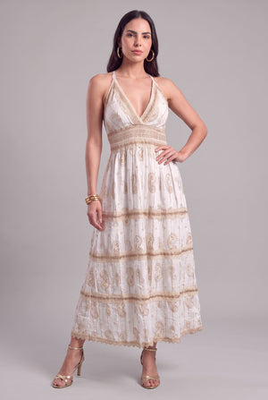 Vestido Boho Encaje Dorado - Seleno Shop