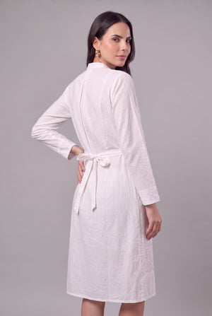 Vestido Camisero Blanco Bordado - Seleno Shop