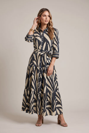 Vestido Camisero Grafito Botánico - Seleno Shop