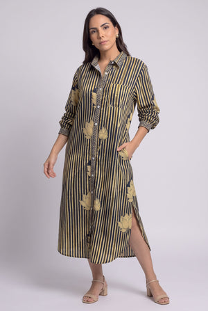 Vestido Camisero Loto Dorado - Seleno Shop