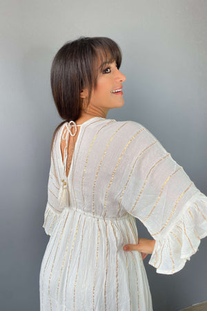 Vestido Kaftan Apliques Dorados - Seleno Shop