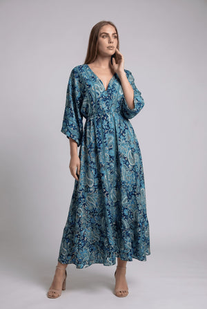 Vestido Kaftan Azul - Seleno Shop