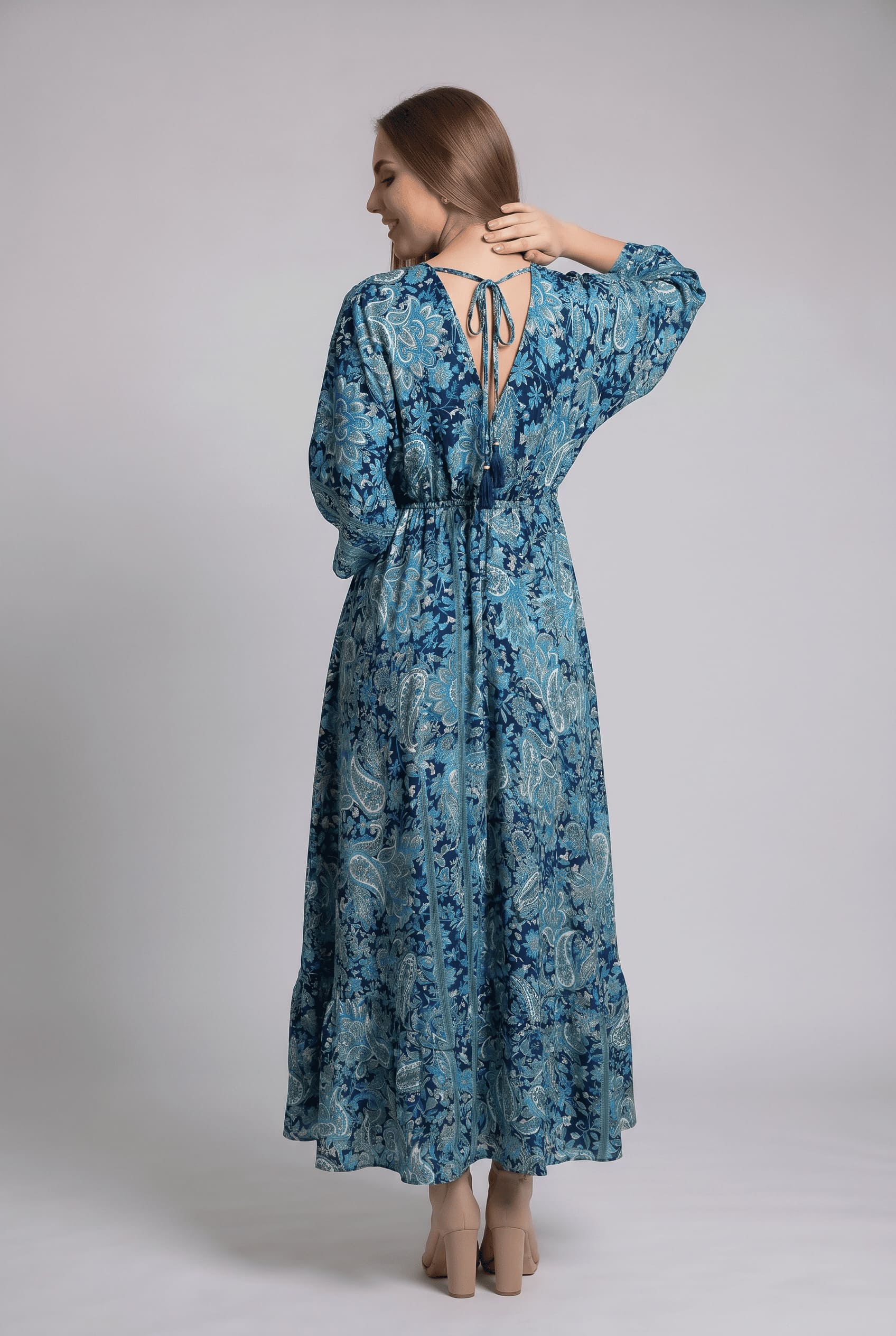 Vestido Kaftan Azul - Seleno Shop