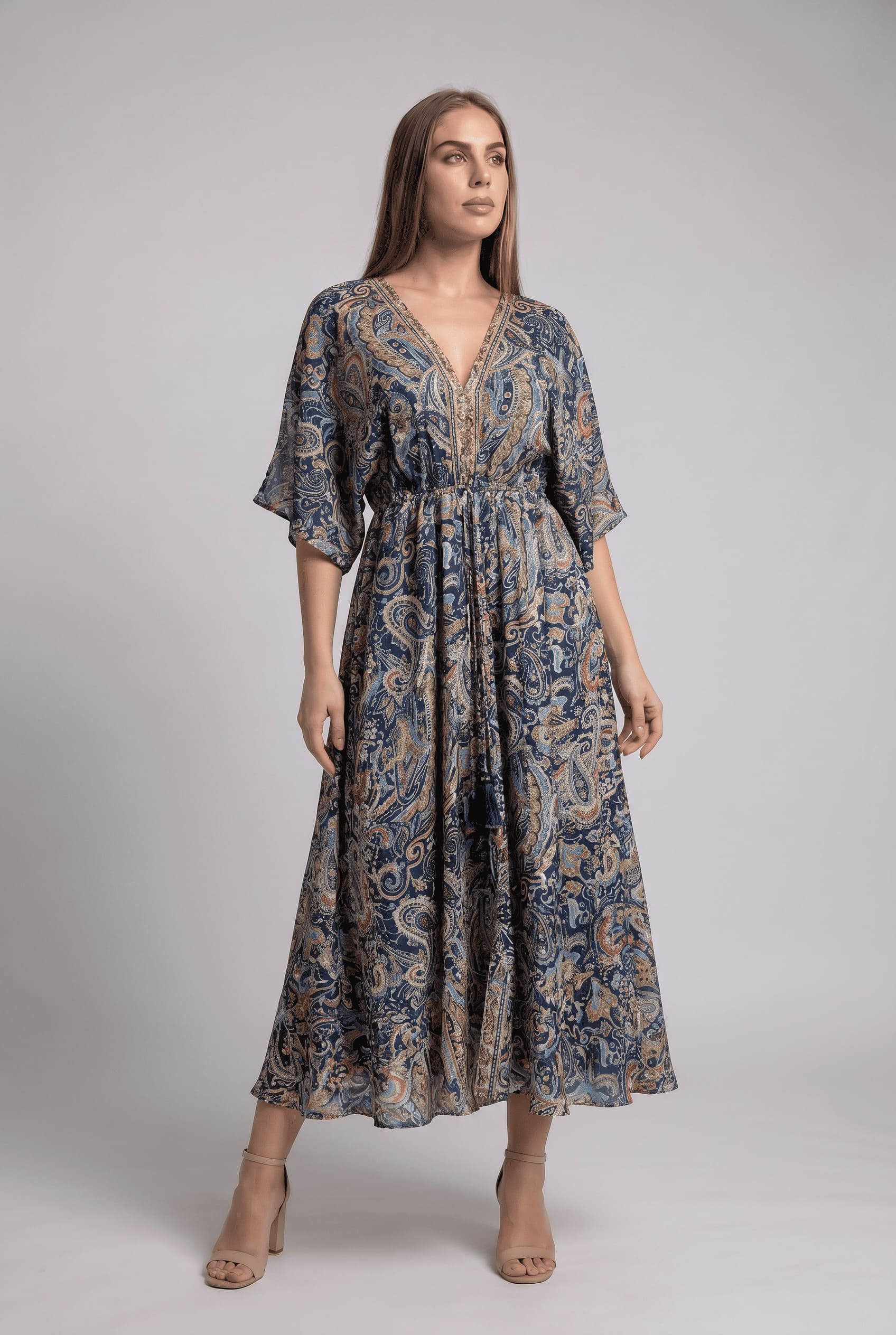 Vestido Kaftan Azul - Seleno Shop