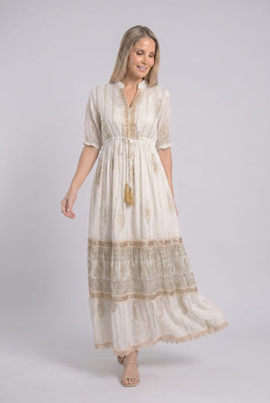 Vestido Kaftan Detalles Dorados - Seleno Shop