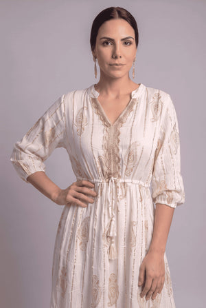 Vestido Kaftan Detalles Dorados - Seleno Shop