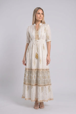 Vestido Kaftan Detalles Dorados - Seleno Shop