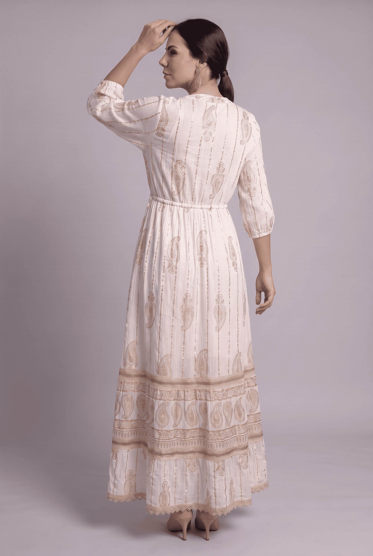 Vestido Kaftan Detalles Dorados - Seleno Shop