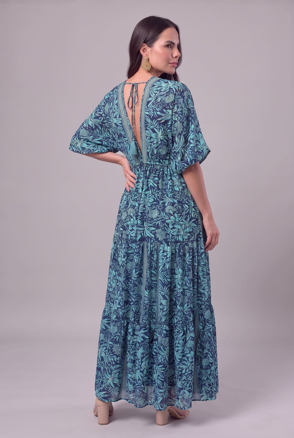Vestido Kaftan Jardín Turquesa - Seleno Shop
