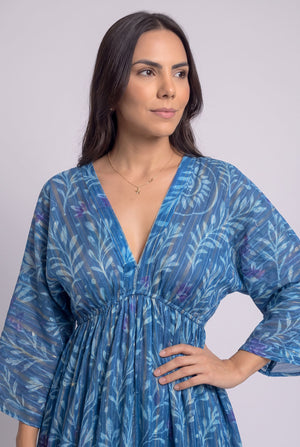 Vestido Kaftan Mar Profundo - Seleno Shop
