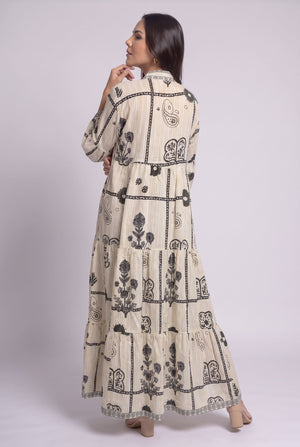 Vestido Kaftan Mosaico Crema - Seleno Shop