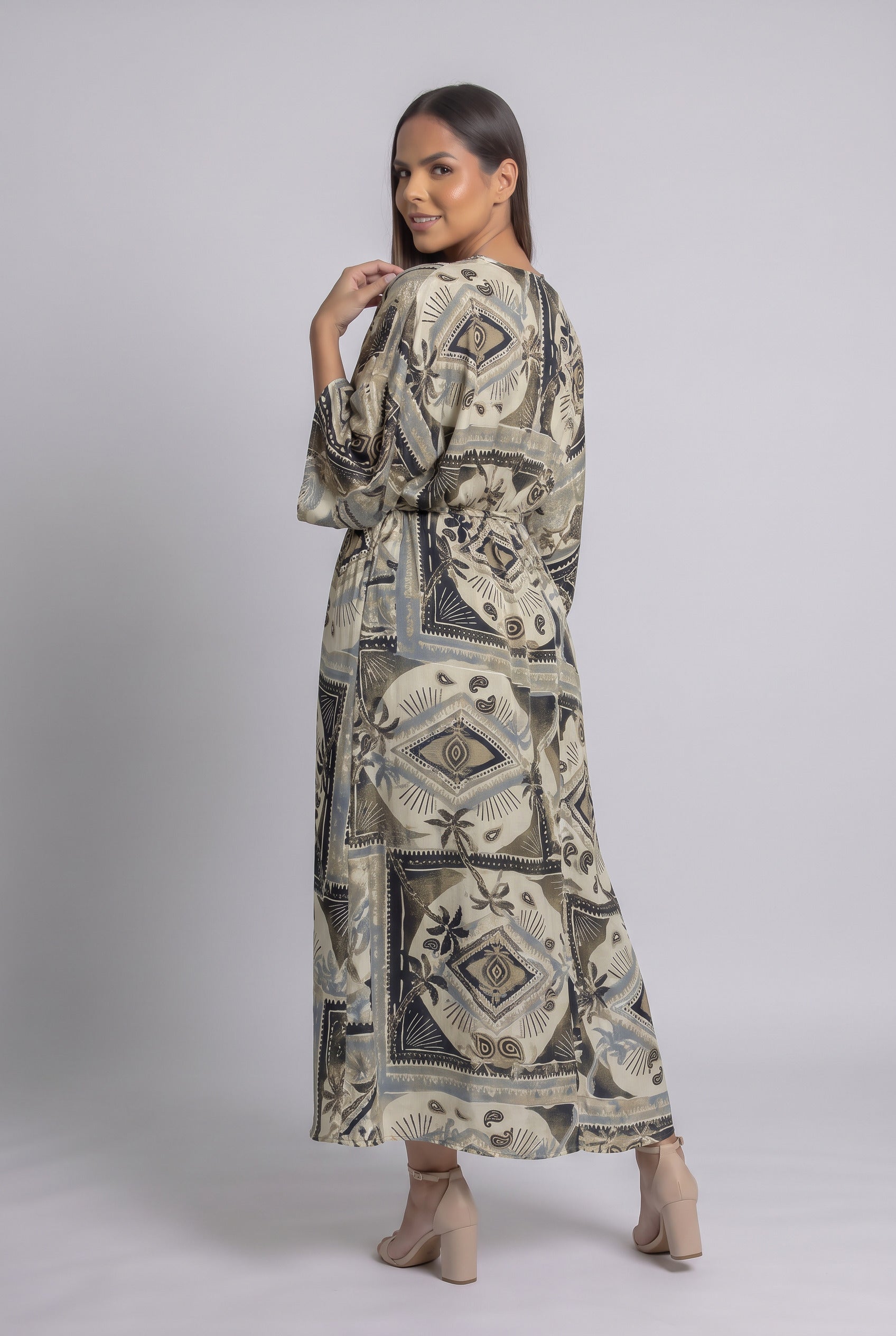 Vestido Kimono Étnica Arena - Seleno Shop