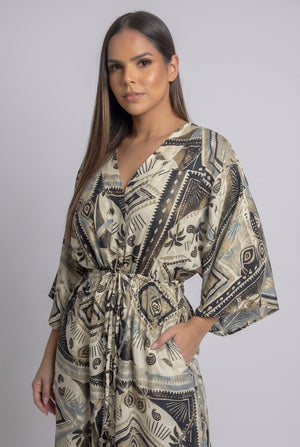 Vestido Kimono Étnica Arena - Seleno Shop