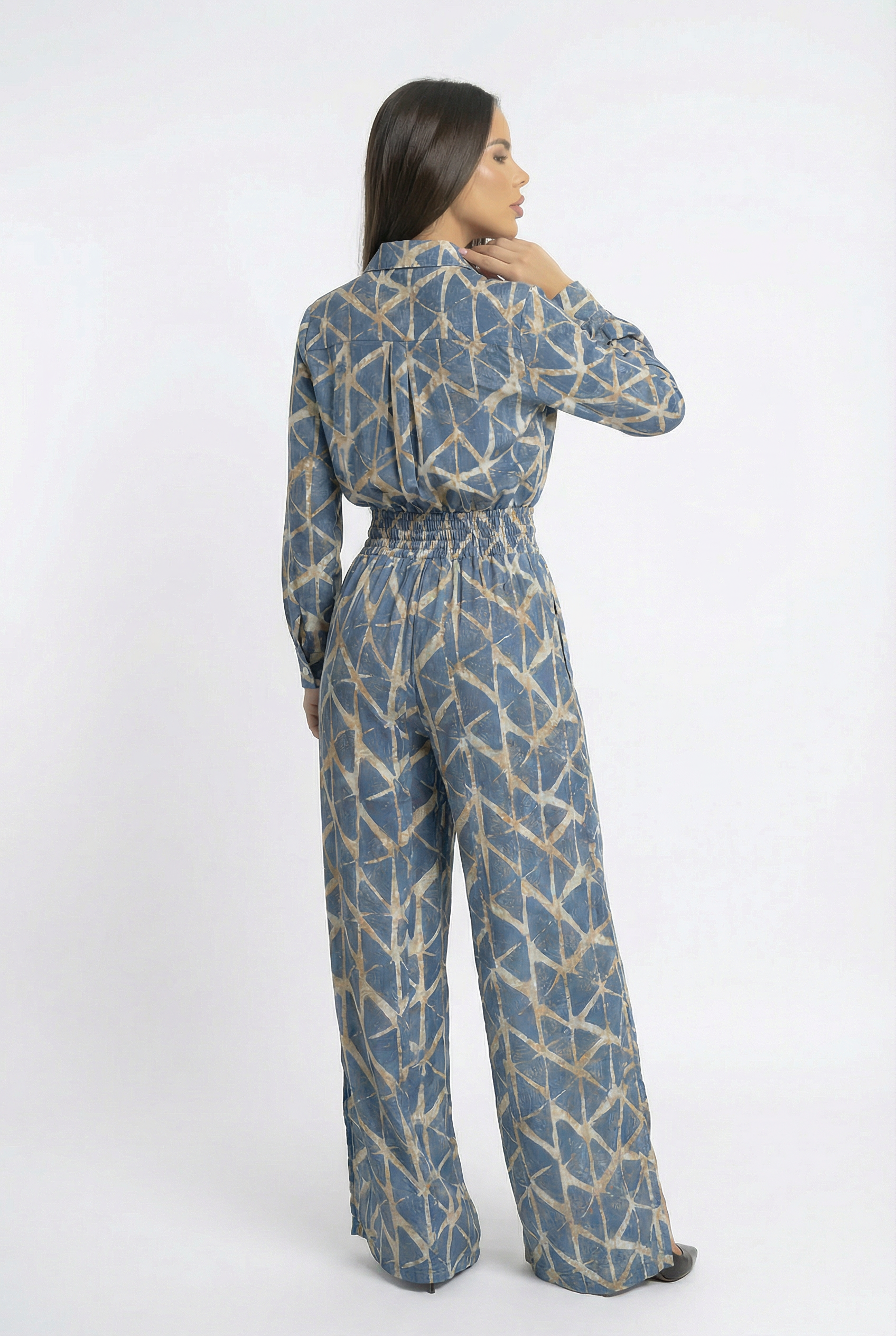 Enterizo Boho Azul y Dorado