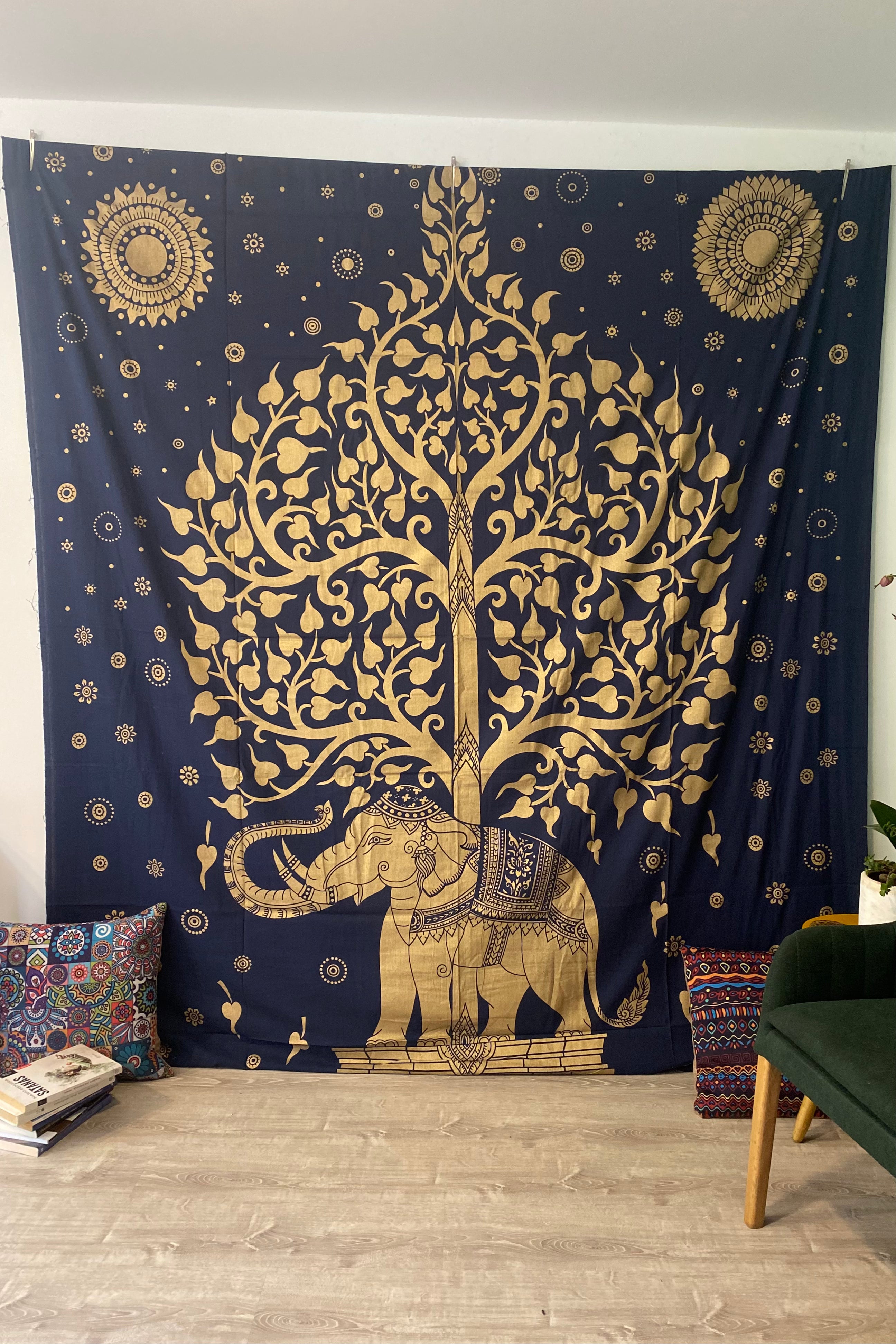 Tela Mandala Negra y dorado