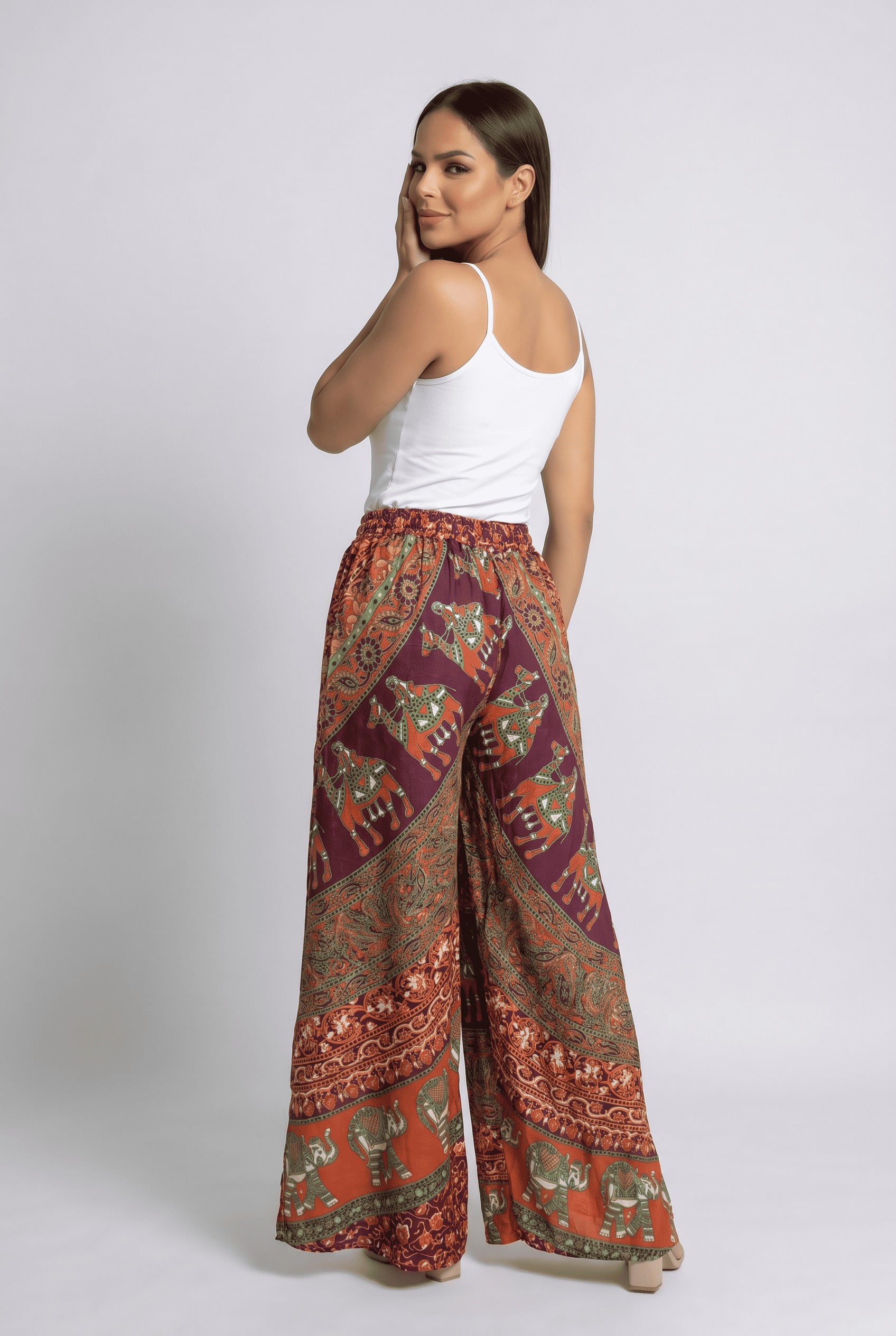 Pantalon Hippie Mariposa Vinotinto