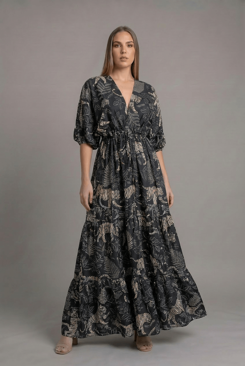 Vestido Kaftan Tigre Nocturno