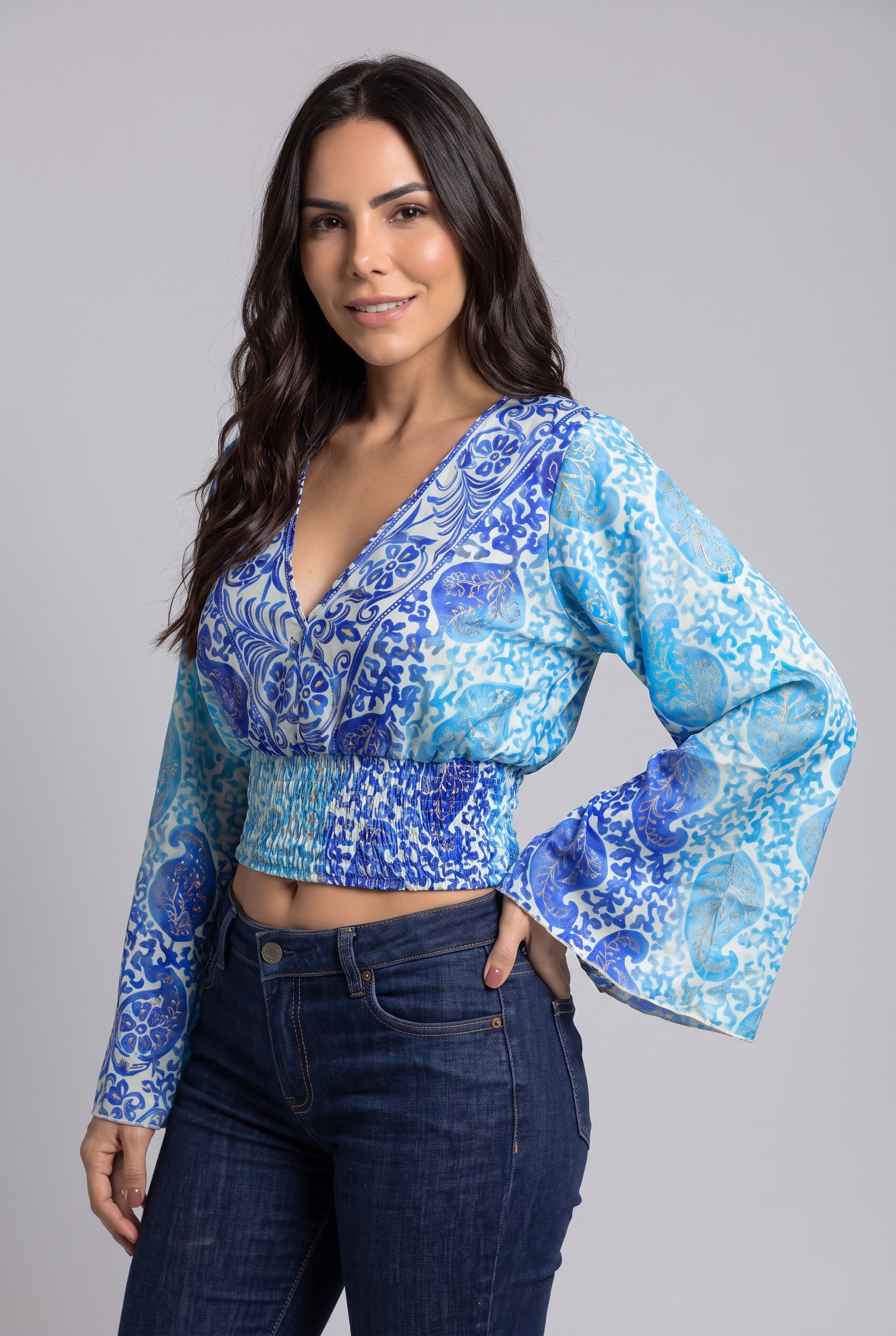 Blusa Boho Azul - Seleno Shop